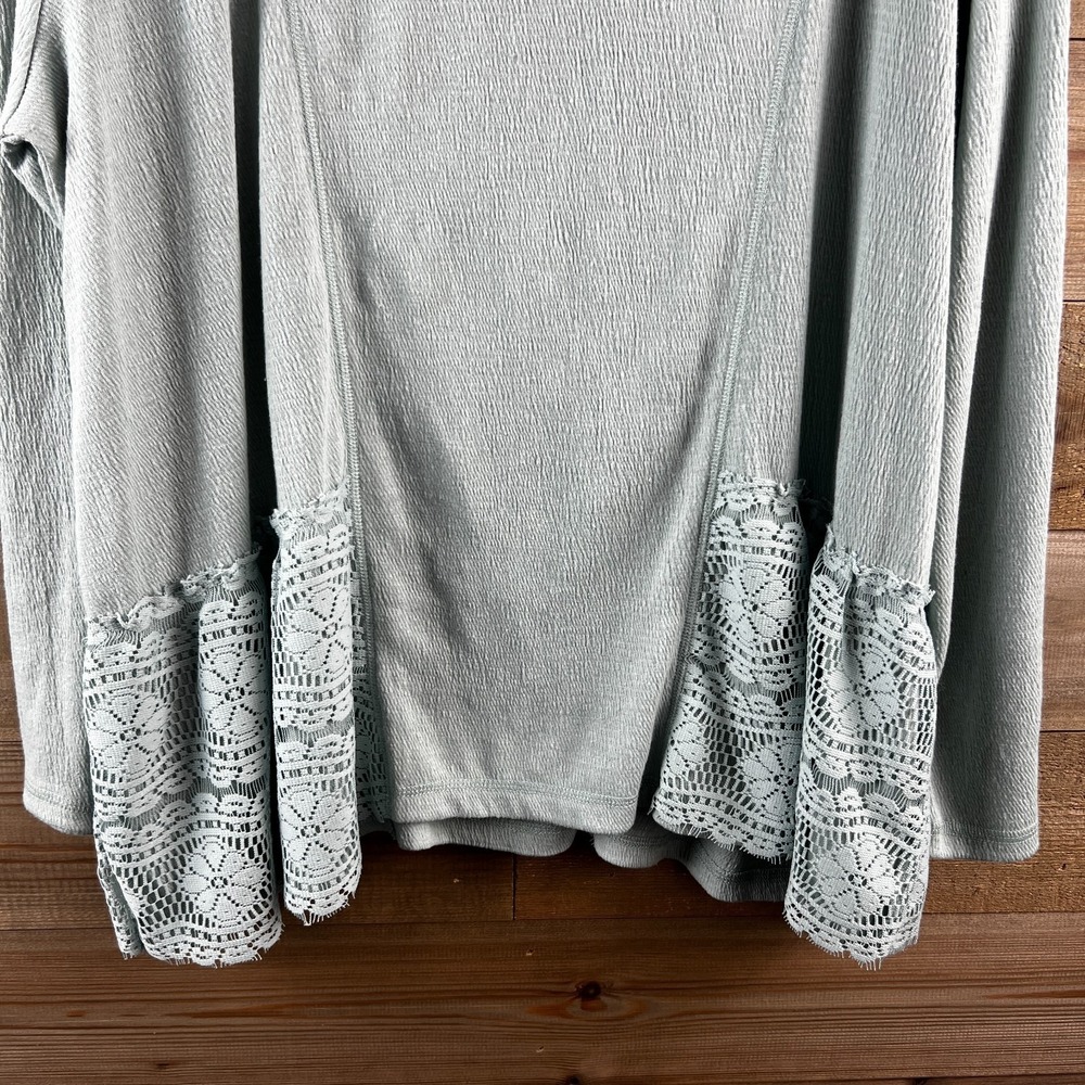 Logo Linens By Lori Goldstein Womens Shirt Long Sleeve Crochet Lace Textrued‎ XL - Picture 3 of 8